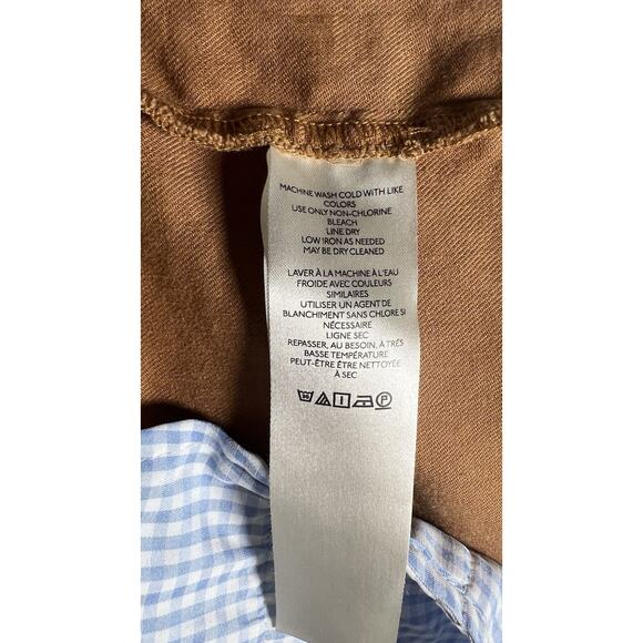 Anthropologie Maeve Plus Sz 22 The Naomi Linen Wide Leg Flare Brown Flare Pants - Picture 11 of 13